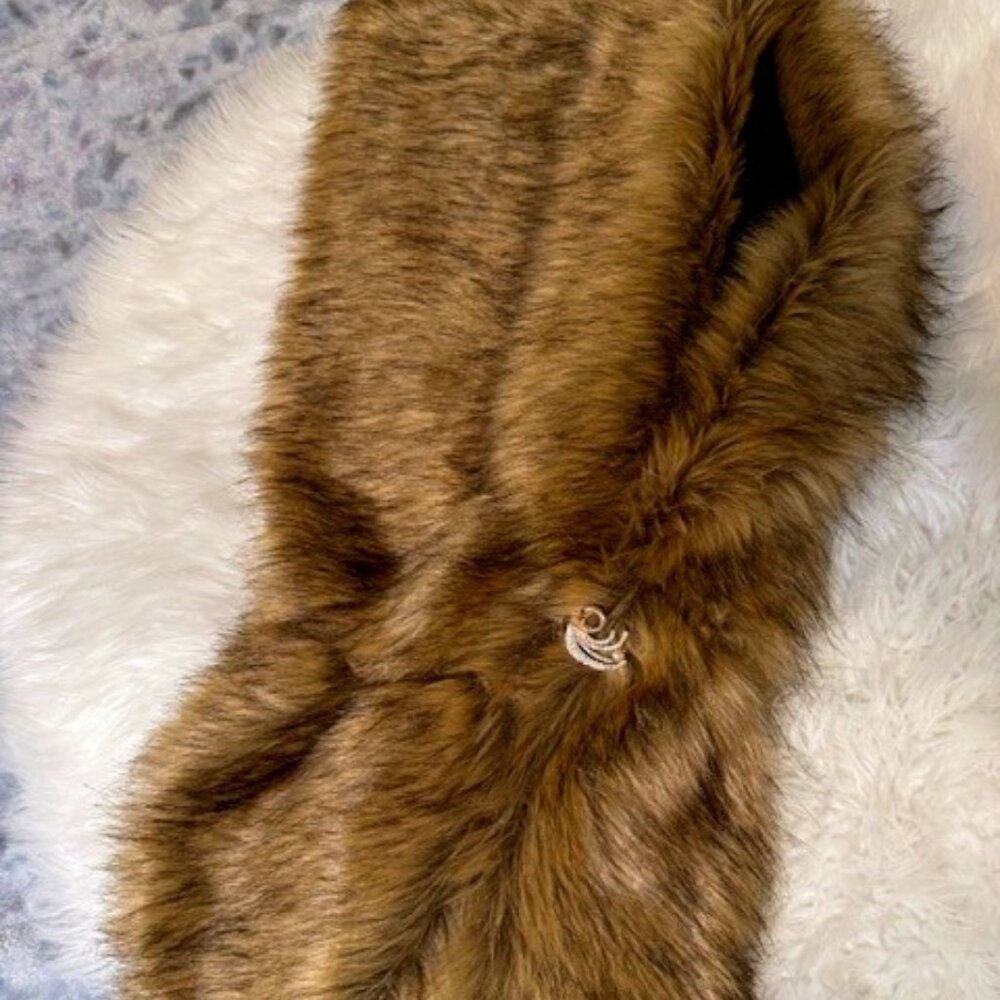 Faux Fur Wrap with Pin